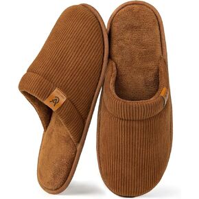 VeraCosy Men's Scuff Corduroy Slippers Indoor House Shoes