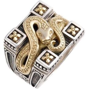HUKQBUNX Snake shaped men's and women's universal RING 925 sterling silver diamond inlaid personalized snake shaped animal ring reptile finger jewelry Size 7-11