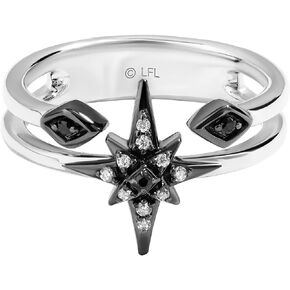 Jewelili Star Wars™ Fine Jewelry Guardians Of Light Women's Ring 1/10 Ct.Tw. Black and White Diamonds, Sterling Silver