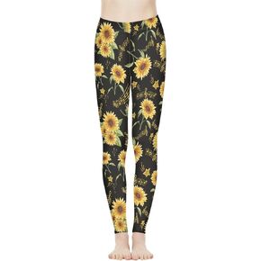 POLERO Sunflower Printed Yoga Pants for Women Soft Stretch Legging Pants Baby Sloth Gifts Leggings Regular/High Yoga Waist