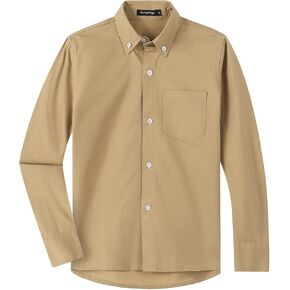 Spring&Gege Boys Long Sleeve Uniform Woven Twill Button Down Shirt