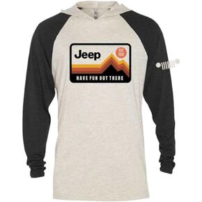 Jeep Men Have Fun Out There Logo Raglan Triblend Long Sleeve T-Shirt with Front and Back Logos