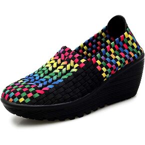Ruiatoo Women's Platform Wedge Sandals Comfortable Walking Shoes Woven Pumps Mary Jane Shoes in Kuwait
