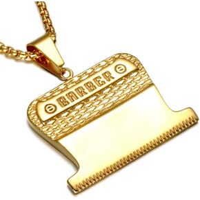 Unisex Stainless Steel Barber Razor Shaver Hair Salon Pendant Necklace Comb in Kuwait