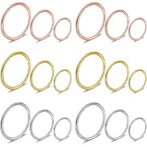 Lcolyoli 18 قطعة 18 جرام 316L الفولاذ المقاوم للصدأ الأنف الدائري هوب الغضروف هوب الحاجز ثقب للنساء الرجال 6 مللي متر 8 مللي متر 10 مللي متر in Kuwait