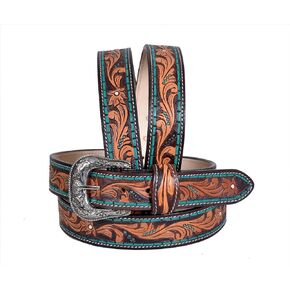Western Heavy Duty Tooled Leather Belt For Men and Women 30HQ008