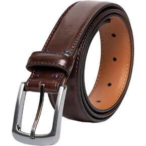 Vince Camuto Belts Men | 32mm Belt with Edge Stitch Detailing and a Nickle Finish Belt Buckle