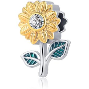Sunflower Charm Fit Pandora Charms Bracelet Necklace You are My Sunshine Lucky Charm Bead for Christmas Gift