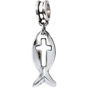 Dangle Jesus Fish with Cross Charm