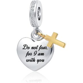 Cross Heart Charm Religious Bible Christian Dangle Bead for Women Girl Pandora Bracelets