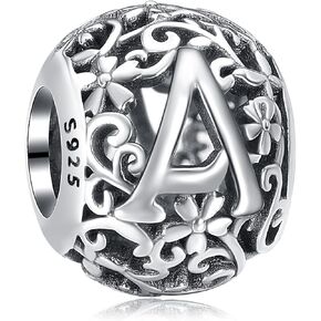 حلية حرف إيزي توكسيدو الأولية من A-Z تعويذة كلمة أبجدية الخرزة لأساور باندورا تناسب سلسلة الأفعى الأوروبية S925 فضة مجوهرات هدايا للنساء الفتيات عيد الميلاد التخرج in Kuwait