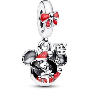 S925 Sterling Silver Charm Pendant Dangle Beads Christmas Mouse for Bracelet Necklace for Women Girls Gifts