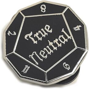 True Neutral Alignment DnD D12 Dice Enamel Pin Silver Finish | Gamer 5e RPG Affiliation Nerdy Pin