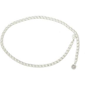 TFJ Women Skinny Belt Hip High Waist Silver Metal Chain Coin Charm Buckle Plus Size XL XXL