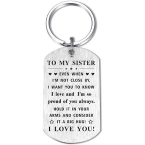Big Sister Gifts Sister Keychain - to My Sister Love Quote Engraved Pendant Keyring Tags Present for Back To School Birthday Graduation Christmas