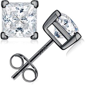MOOSEA Princess Cut Moissanite Earrings for Women, 0.6-3ct D Color VVS1 Clarity Lab Created Diamond Earrings 14K White Yellow Rose Gold Vermeil S925 Sterling Silver V Setting Moissanite Stud Earrings