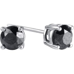 1/4-2.00 Cttw Black Diamond Stud Earring in Sterling Silver
