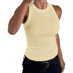Women Sleeveless Tank Tops Summer Basic Casual Shirt Slim Knit Ribbed Racerback Blouses