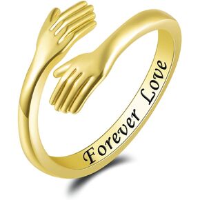 Women's Hug Ring for Lover - I Love You Forever/Forever Love Engraved Hugging Ring, Love and Crafted Hug Ring, Hug Ring can adjustable size to 6 7 8 9 10.