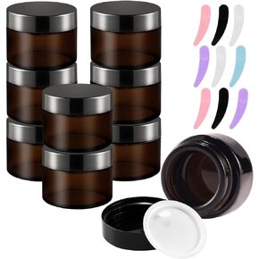 حاويات مرطب شفاه سعة 5 غرام، 9 قطع من برطمانات زجاجية صغيرة كهرمانية للعينات، حاويات مستحضرات تجميل فارغة صغيرة لللوشن والكريم والمكياج والخرز وظلال العيون وحجر الراين وزجاجات السفر والبودرة in Kuwait