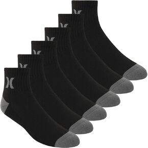 Hurley Men's 6 Pack 1/2 Terry Quarter Crew Socks