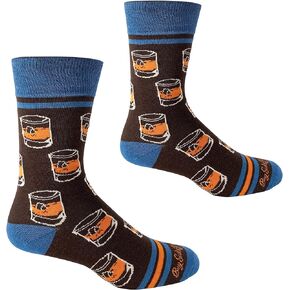Bourbon Whiskey Rocks Glasses Men's Socks | Bourbon Gift for Men Funny Novelty Fashion Dress Socks | Unique Gifts for Bourbon Whiskey Lovers