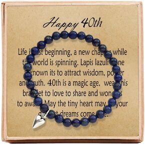 40th Birthday Gifts for Women Turning 40 – Bead Bracelet with Message Card & Gift Box - Fortieth