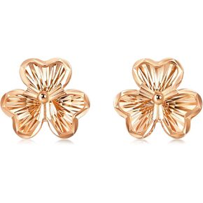 CHOW SANG SANG 18K Rose Gold Pierced Carved Clover Stud Earrings for Women 92075E in Kuwait