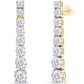 SAVEARTH DIAMONDS 1 Carat Round Cut Lab Created Moissanite Diamond Linear Drop Stud Earrings In 14K Gold Over Sterling Silver Jewelry For Women (G-H Color, VVS1 Clarity, 1 Cttw)