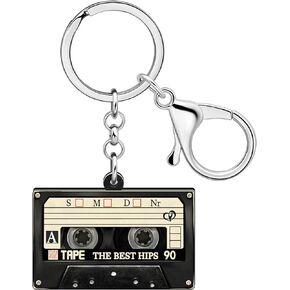 Acrylic Creative 80s 90s Cassette Tape Keychain for Women Girls Music Lovers Keyring Jewelry for Car Purse Keys Charms