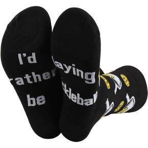 MBMSO 2 Pairs I'd Rather be Playing Pickleball Socks Pickleball Novelty Gifts for Pickleball Lover Pickleball Player Gifts