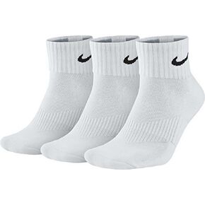 Nike Unisex Performance Cushion Quarter Training Socks (3 Pair), WHITE/BLACK, L