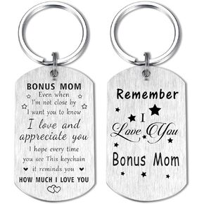 Bonus Mom Keychain, Remember I Love You Bonus Mom Gifts, Happy Birthday Gift for My Stepmom, Meaningful Step Mom Christmas Mother's Day Present, Stepmother Gift Ideas