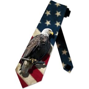 Patriotic Ties Mens Eagle Necktie US Flag Tie