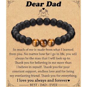Leyung Natural Stone Bracelet for Men Dad Grandpa Father in Law Bonus Dad First Time Dad, Birthday Fahter's Day Christmas Gifts for Him