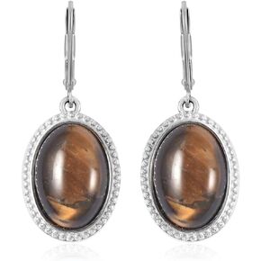 Shop LC Tigers Eye Gemstone Earrings Healing Lever Back Stainless Steel Women Jewelry Birthday Gifts