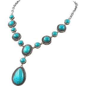 Suyi Long Pendant Turquoise Necklace for Women Bohemian Handmade Beaded Necklace jewelry