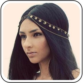 Boho Layered Head Chain Gold Disc Pendant Head Chain Gold Hair chain Gypsy Coin Hairchain Headdress Accessories for Women and Girls