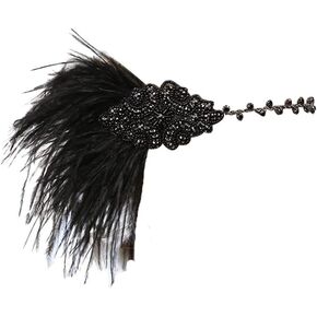 STIOEDYUAN 1920s Flapper Headbands Accessory for Women Roaring 20s Gatsby Vintage Rhinestone Beaded Leaf Feather Headpiece