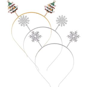 Christmas Headband for Women Rhinestone Snowflake Reindeer Bow Headpiece Hair Hoop Xmas Holiday Party Favor for Girls Adult