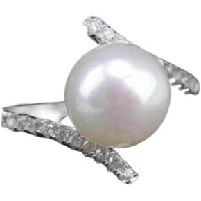 925 Silver Vintage set pearl ring for women Cubic Zircon oxide ring Women Jewelry Rings Statement