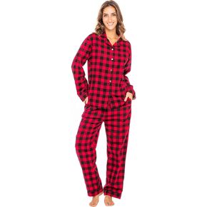Alexander Del Rossa Women's Warm Cotton Flannel Pajamas Lounge Set, Soft Long Sleeve Shirt and Pajama Pants with Pockets
