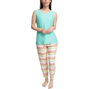 MUK LUKS Sleeveless Tank Top and Jogger Sleep Set with Pockets, Sleepwear Lounge Set