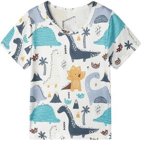LittleSpring Kids Short Sleeve Tshirt Crewneck Print Summer Tops