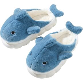 Cartoon animal shark cotton slippers, winter indoor and outdoor women's slippers, holiday gifts