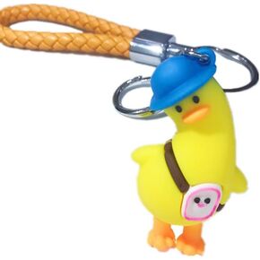 PU Leather Rope Woven Cute Green Goose Key Chains Zinc Alloy Key Ring Car Keychains Bag Pendant