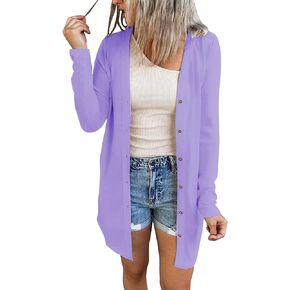 Hount Women's Lightweight Open Front Cardigans Button Down Long Sleeve Cardigan Outwear