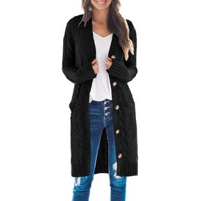 سترة نسائية من DOROSE بأكمام طويلة ومزودة بأزرار ومفتوحة من الأمام مع جيوب in Kuwait