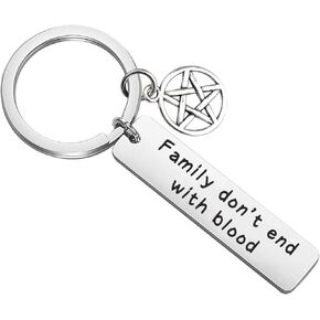 TGBJE Family Don't End with Blood Best Friend Keychain SPN Jewelry Movie Inspired Gift Movie Fans Gift