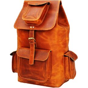 Men’s Vintage Leather Backpack 16 inch Laptop Bag Business Travel Hiking Shoulder Rucksack